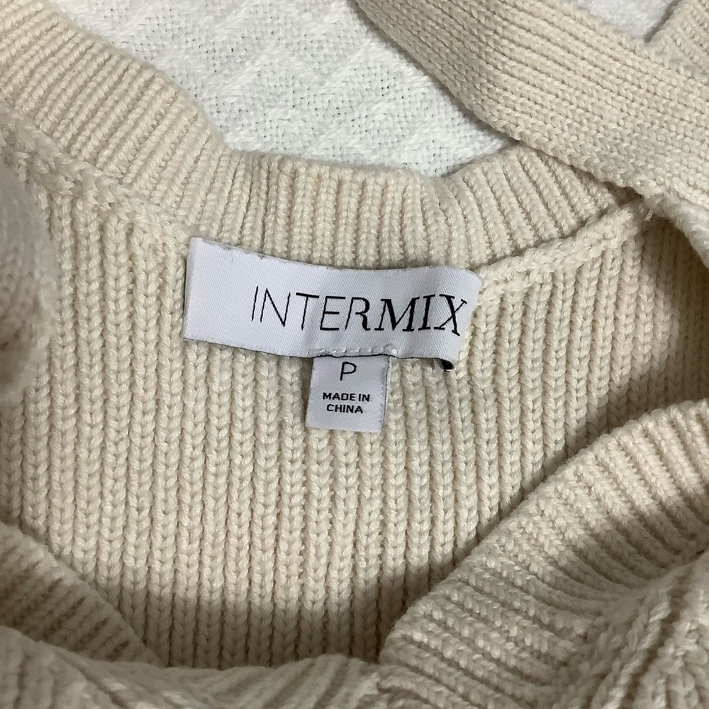 Intermix XS (P) Beige cotton knitted Tank Top Scoop Neck (0147) - Picture 4 of 9